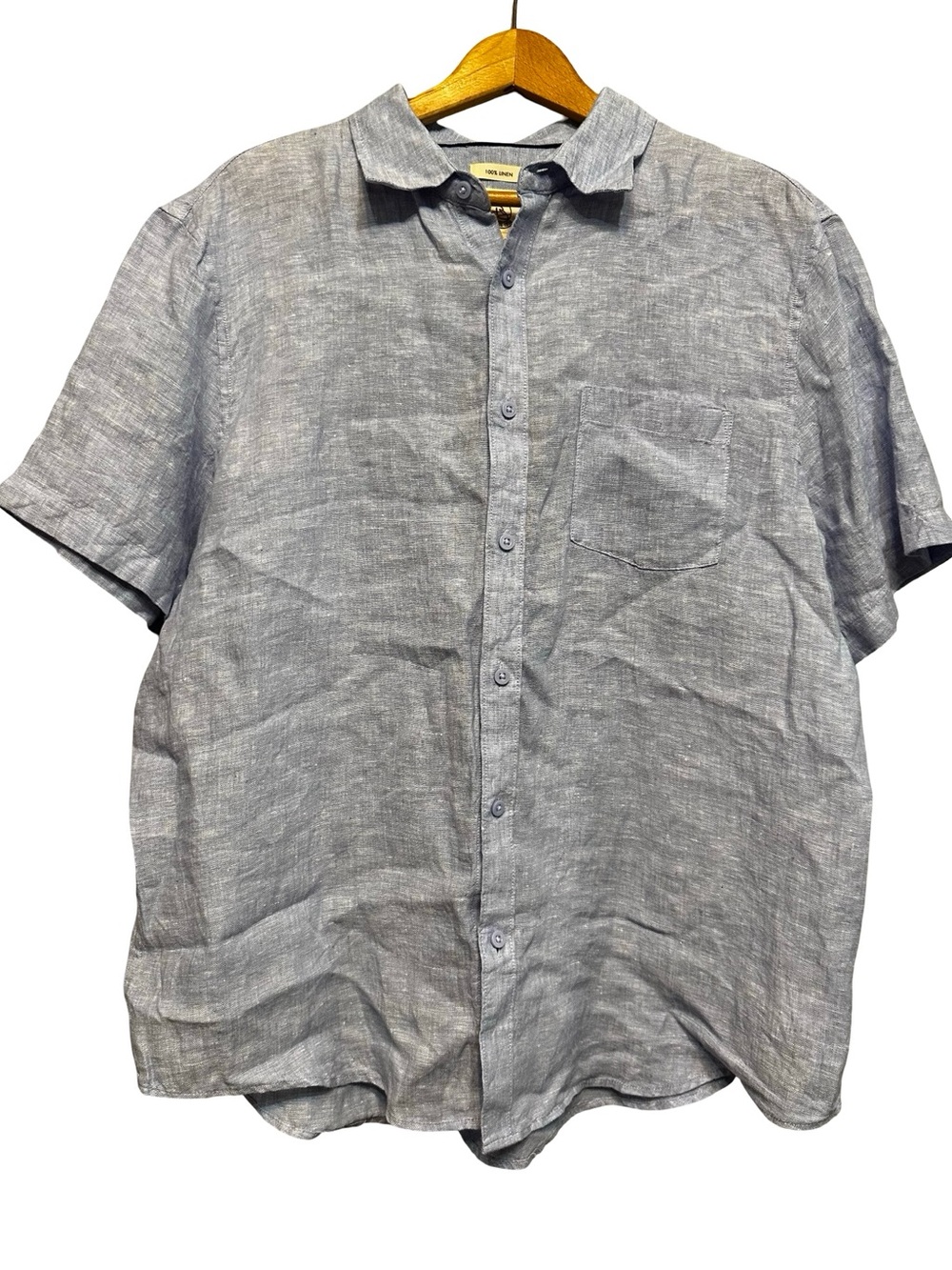NWT Panama Jack Blue 100% Linen Short Sleeve Button Up Size XL Beach Coastal